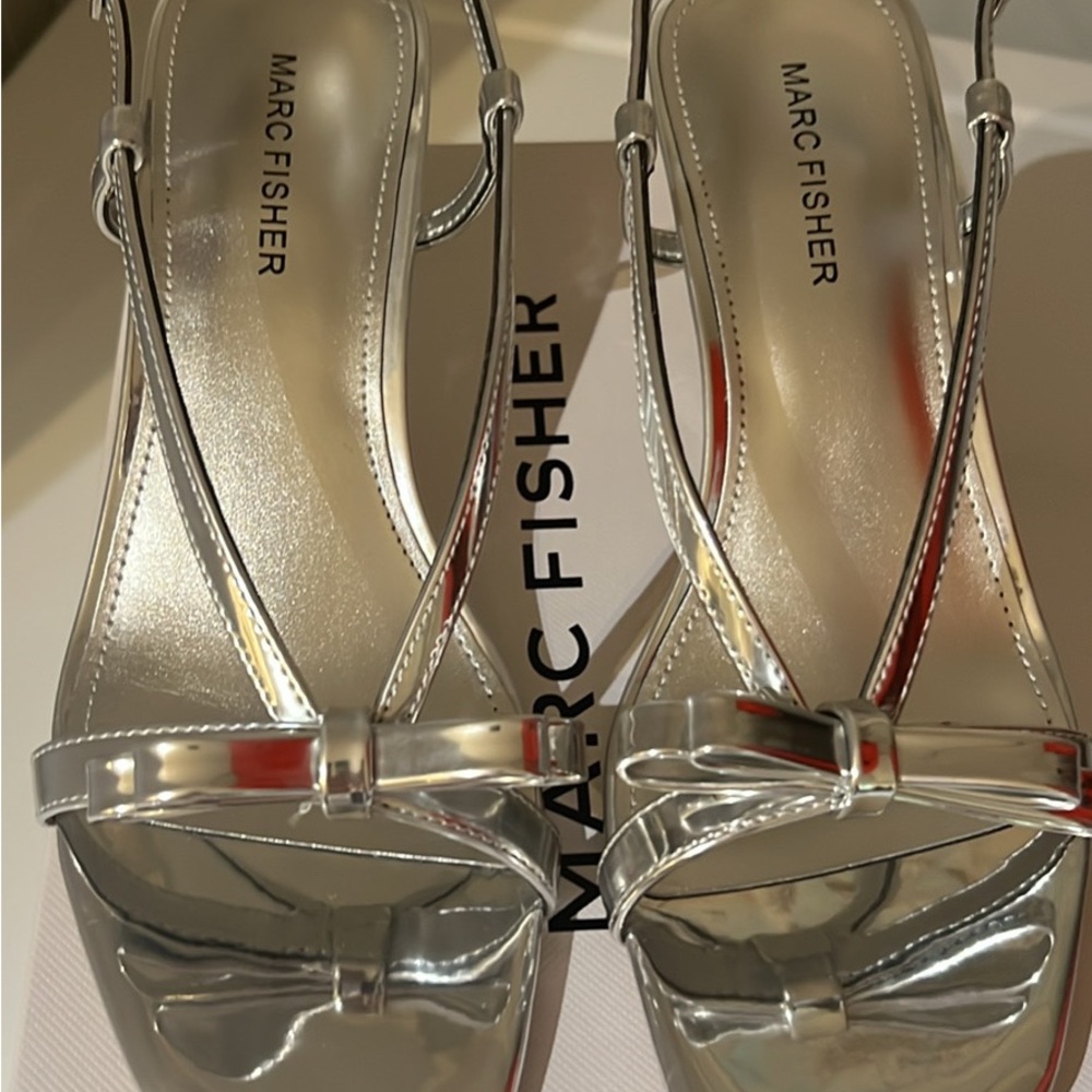 Marc Fisher Silver Bow Heels